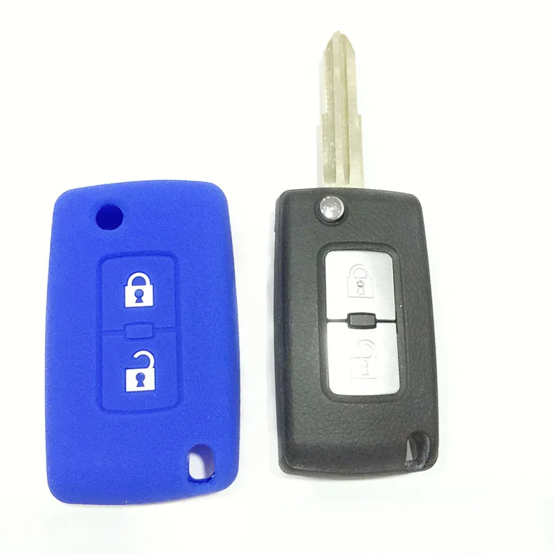 Remote Key Case For Car Styling For Mitsubishi Pajero IV Lancer Outlander 2 Button Folding Key Cover Protector Car Accessories