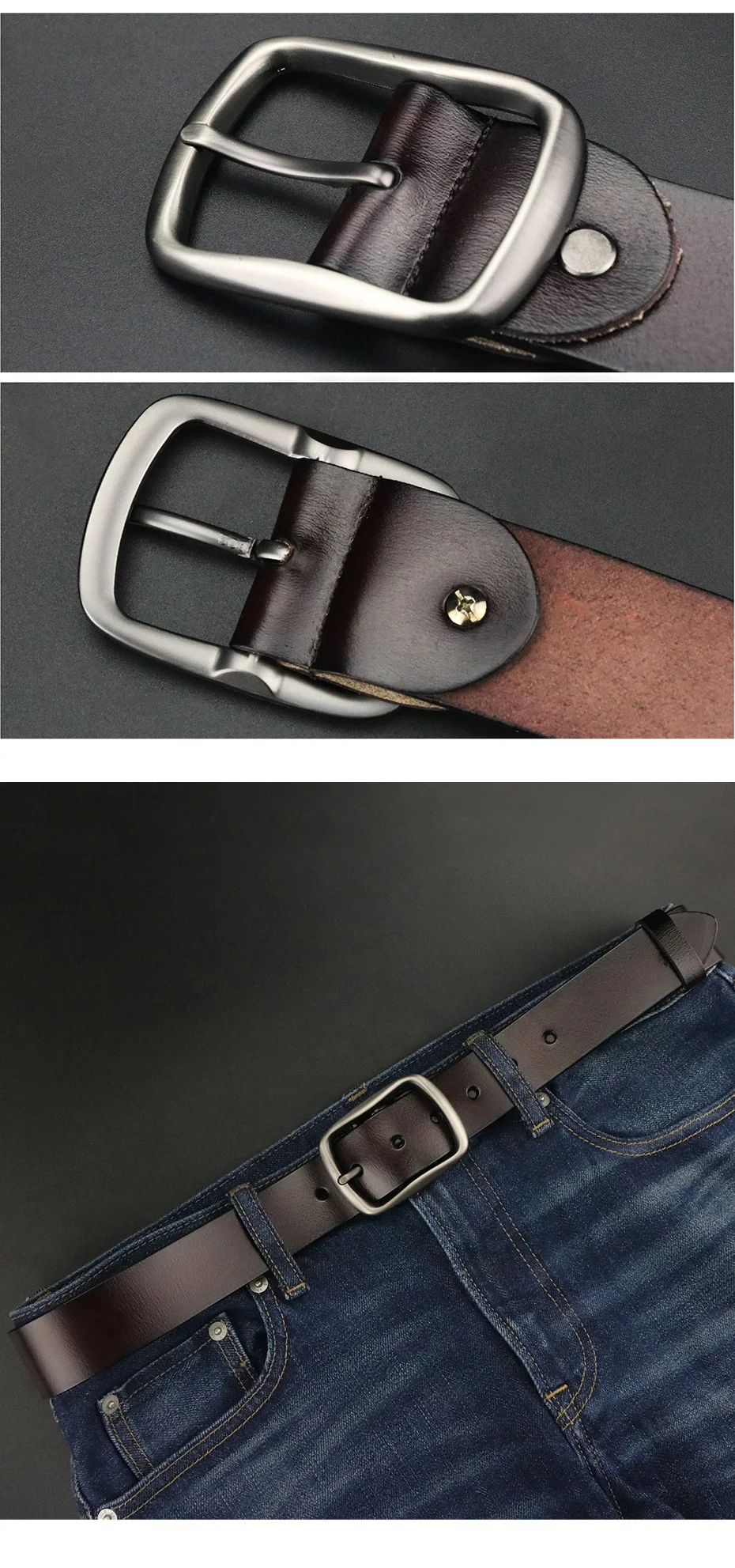 Maikun herren Business Casual Große Größe Gürtel Modische Echtes Leder Gürtel Beliebte Vatertag Geschenk – Detail 4