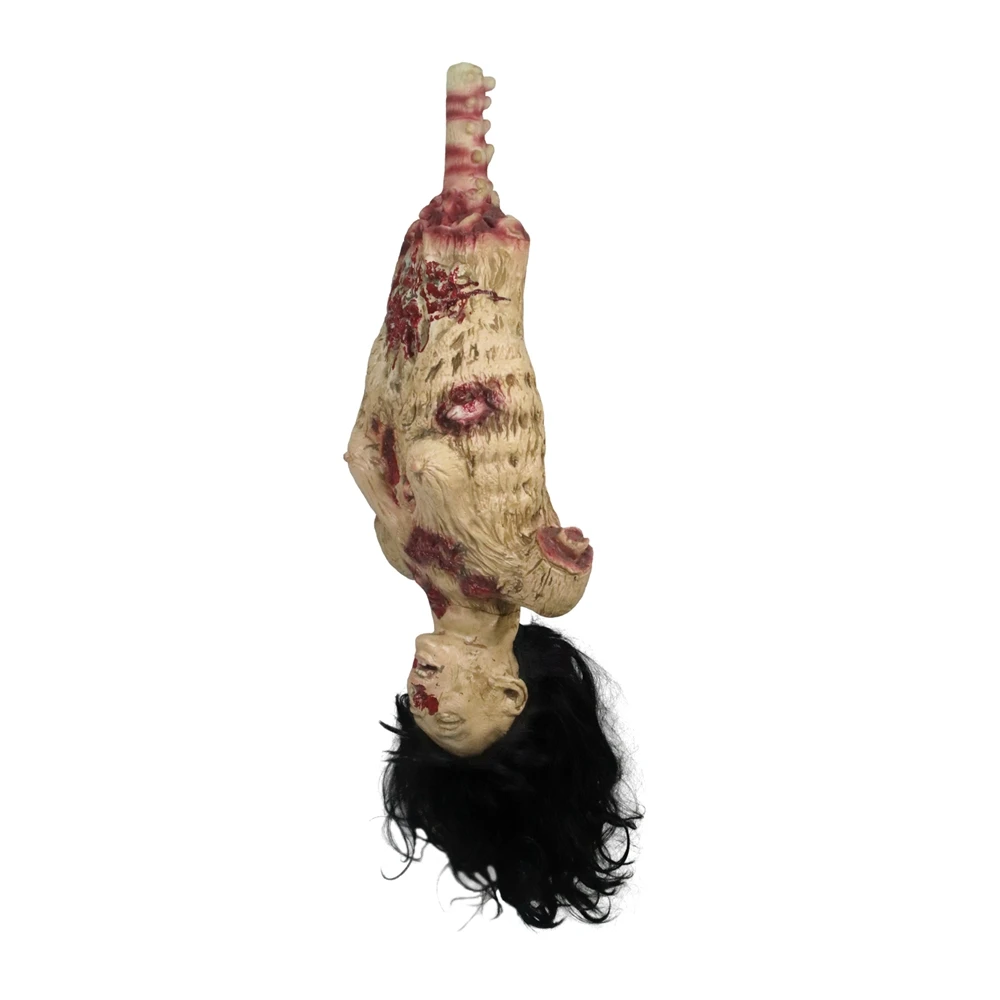 Halloween Hanging Decoration Disgusting Body Broken Arm Dry Body Red Face Haunted House Frighten People  Props Half Body