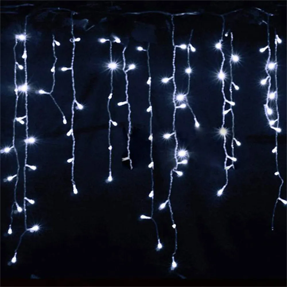 Imagem -04 - Led Cortina Icicle String Lights Guirlanda de Natal Luz Decorativa do Feriado Jardim Rua Exterior Droop 0.40.6m ac 220v 5m