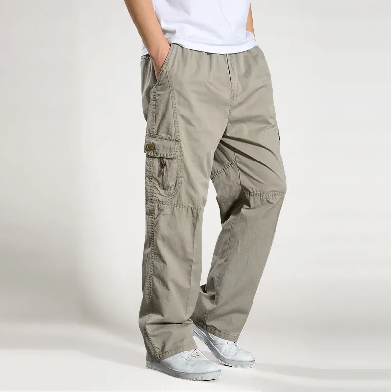 Pantalon Cargo Décontracté pour Homme, en Coton, Ample, Salopette Droite, Zones Me, Grande Taille 6XL, Collection Été Automne 2024