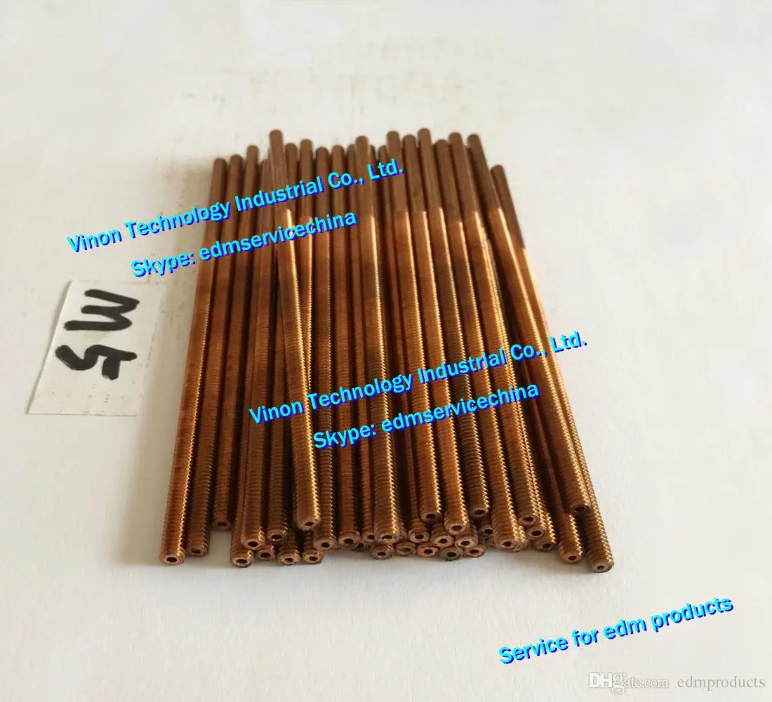 (5PCS Pack) M5*0.8*80*120mm edm Copper Thread Electrode with hole (thread L=80mm), Tapping electrode copper M5 orbital for EDM