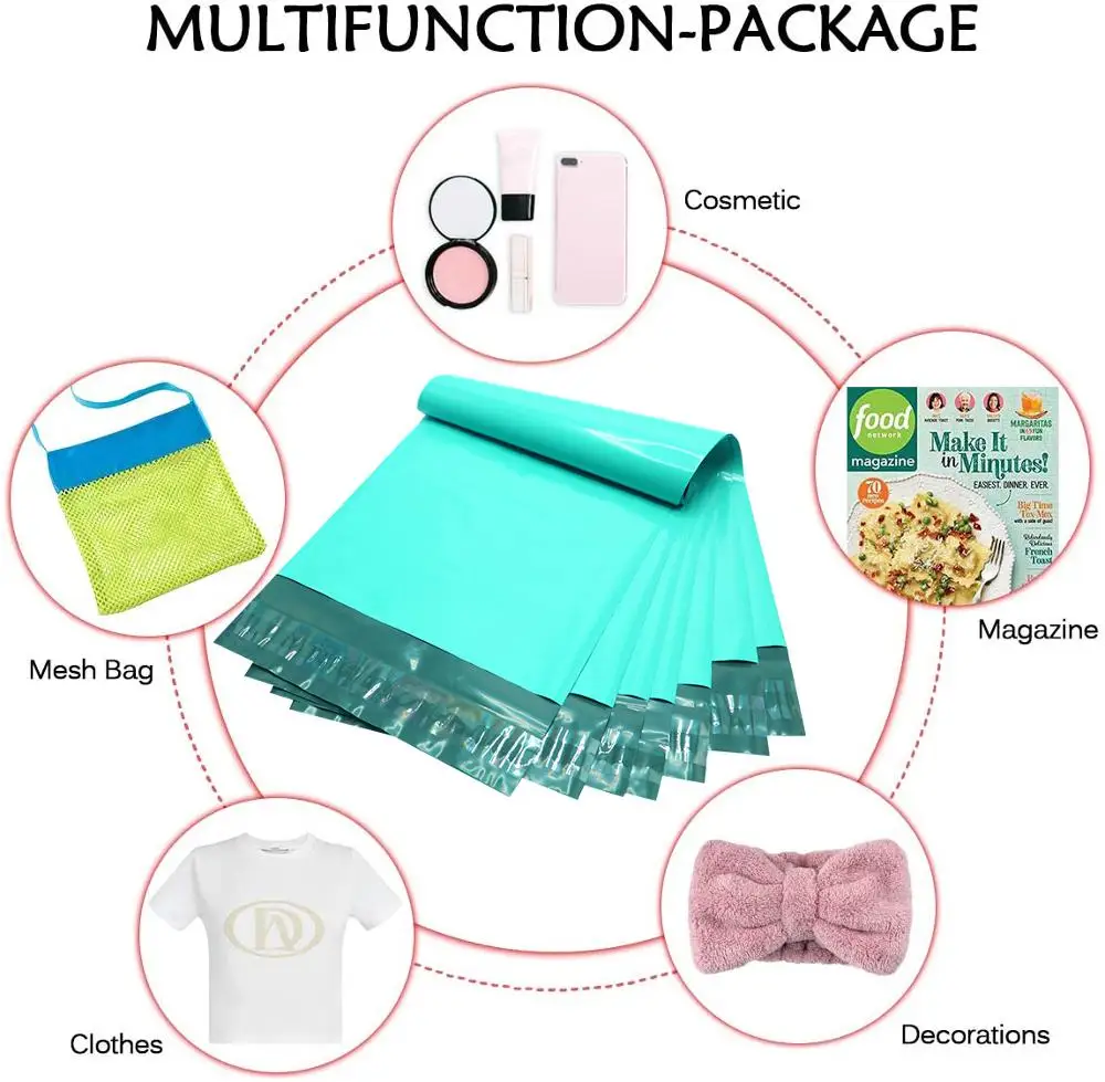 100pcs Teal Green Eco Poly Mailers Self Adhesive Shipping Mailing Package Mailer Postal Envelopes Gift Bags Courier Storage Bags