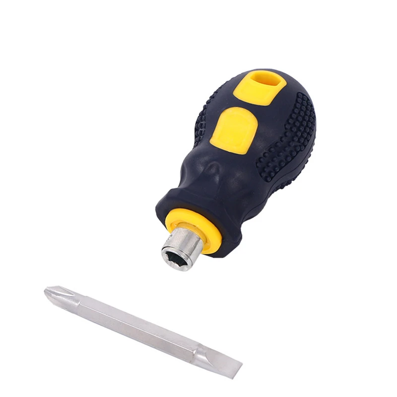 New Double-Use Phillips Shank Hand Tools Screwdriver Mini Repair Short Handle Slotted Removable/Adjustable Magnetic Head