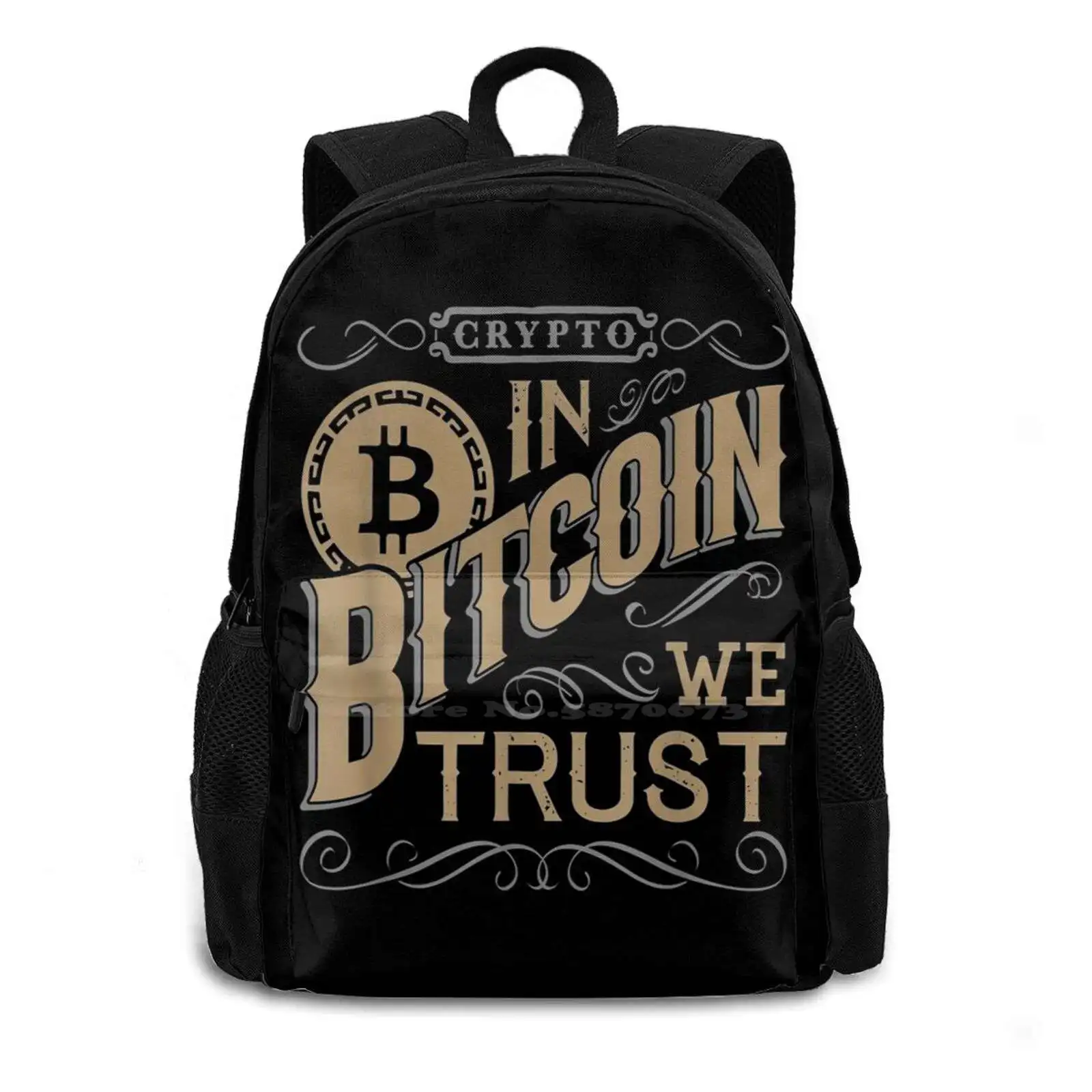 Funny Cryptocurrency Bitcoin Gifts | In Bitcoin We Trust Teen College Student Backpack Laptop Travel Bags Hodl Cryptocurrency