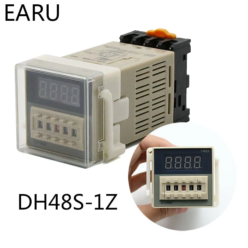 DH48S-1Z cyfrowy LED programowalny Timer przekaźnik czasowy przełącznik DH48S 0.01S-99H99M na szynę DIN AC110V 220V DC 12V 24V z podstawą gniazda