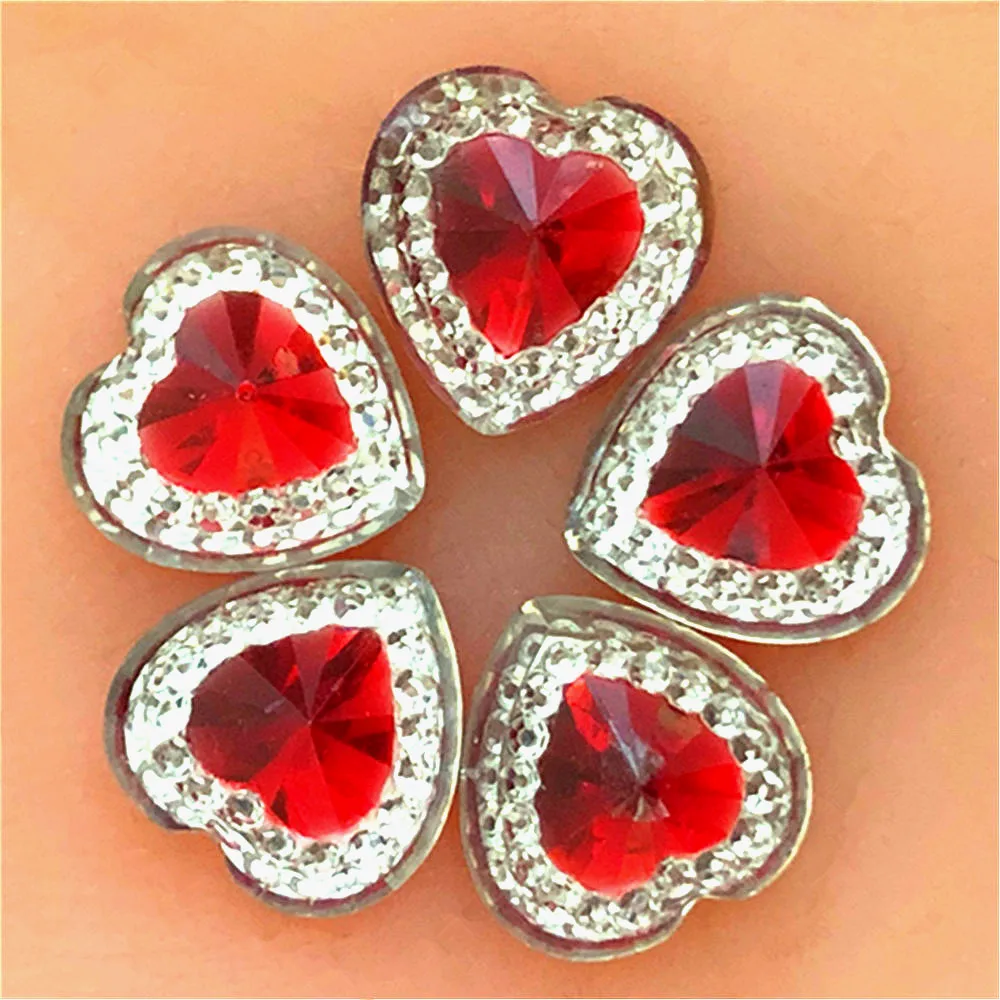 40pcs12mm Resin Heart/FlatBack Rhinestone Appliques Scrapbooking For