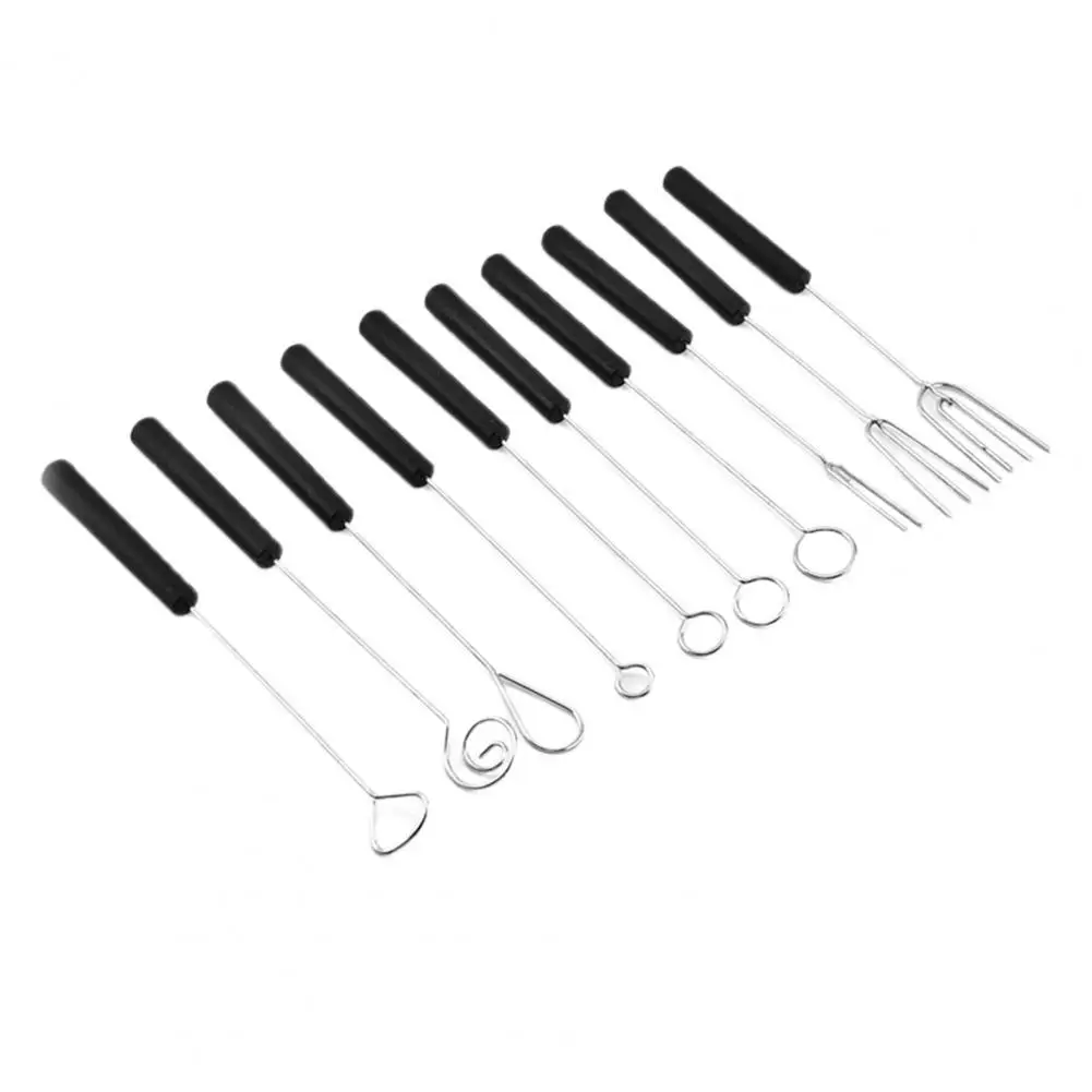 10Pcs/Set Chocolate Dipping Forks High Strength Heat Resistance Stainless Steel Durable Baking Supplies Barbecue Forks