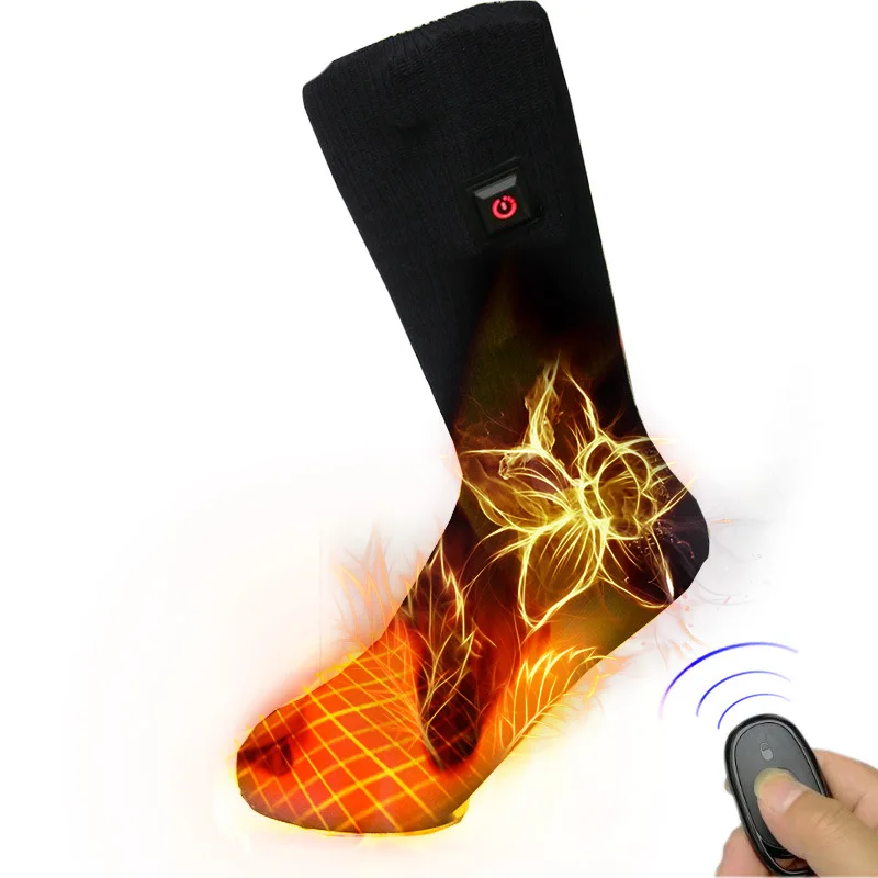 Rechargeable 3-speed Electric Heating Socks, Button Remote Control Heating Socks, Double-layer Warmth Camping, Skiing and Riding