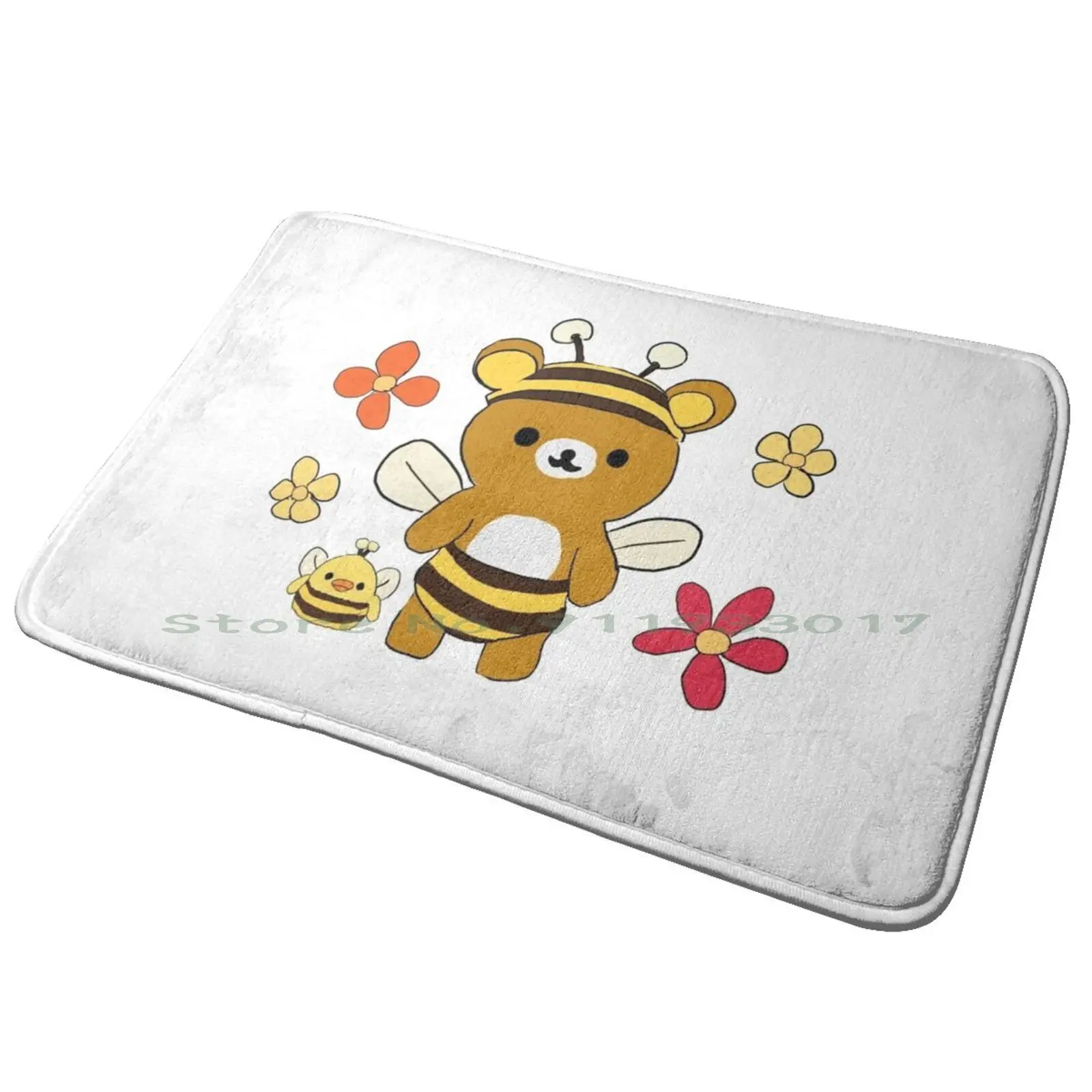 Rilakkuma Bee Flowers Entrance Door Mat Bath Mat Rug Seance Ghosts Magick Occult Pagan Spirits Spooky Umbrella Academy