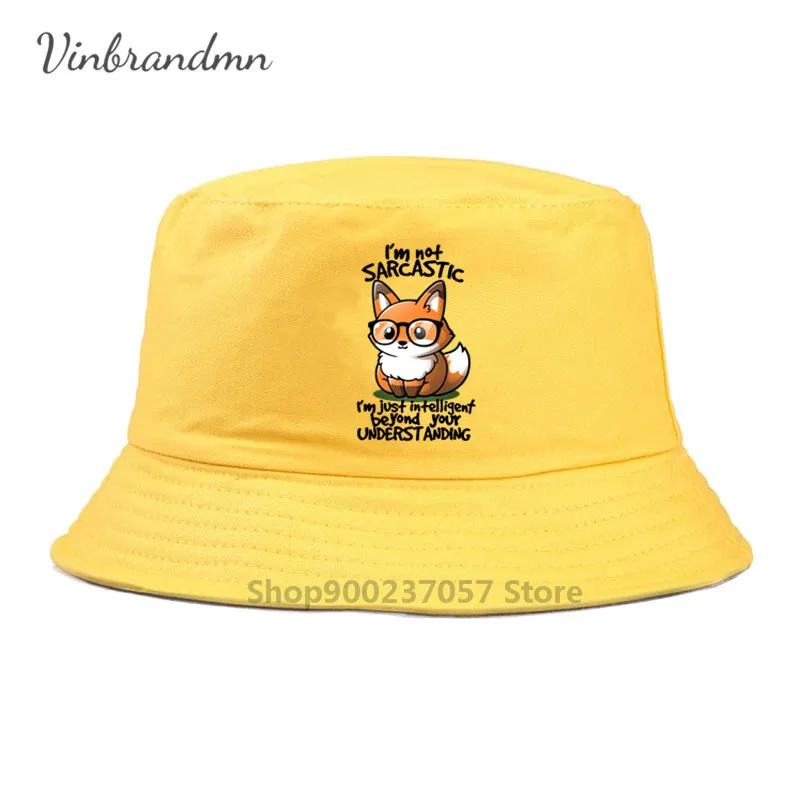 Funny Magic Animal Fisherman Hat Fashion Summer Kawaii Fox Nerd Sarcasm Smart Potter-lover Lovely Bucket Cap