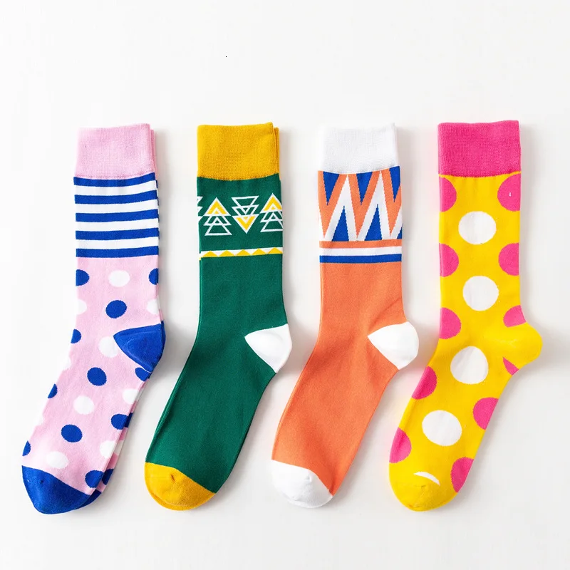 New  Harajuku Style Fashion Socks Women Funny Colorful Dot Striped Avocado Printed Cotton Socks Winter Happy Short Socks