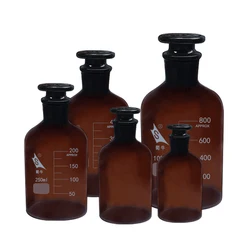 Bouteille de réactif marron de laboratoire à petite bouche, matériau neutre, bouche givrée, petite bouche marron, 60/125/250/500ml