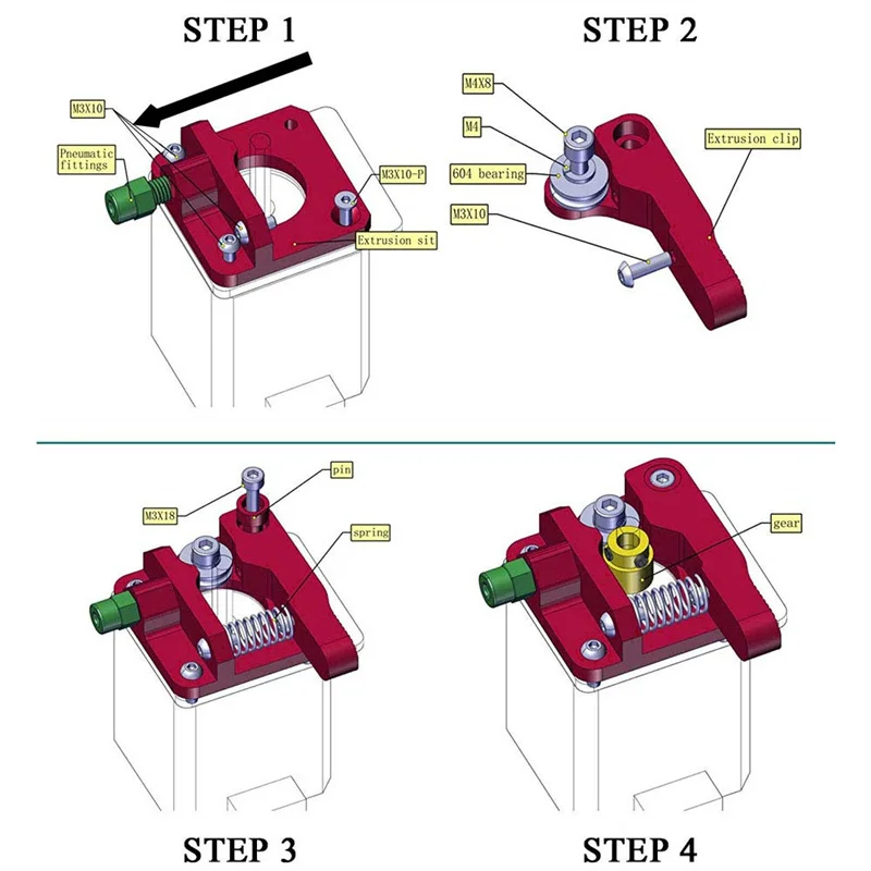 Ender 3 Ender 5 CR-10 Extruder Verbesserte Ersatz MK8 Extruder Aluminium Stick Feed Bowden Extruder für Creality Ender 3 CR-7