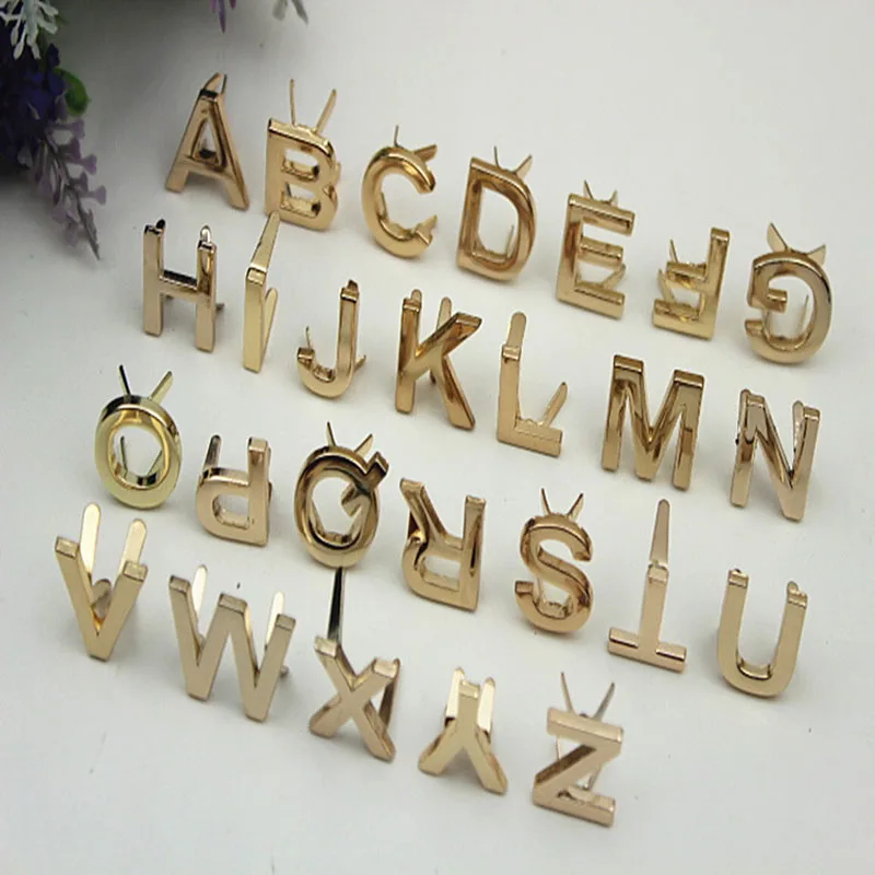 Clous à griffes en métal pour sacs, vêtements, chapeaux, décor en cuir, alphabet, rivet à griffes, artisanat fait à la main, bricolage, 26 lettres