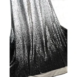 Multicolor Lantejoula Tecido De Malha, Prata e Preto, Pano De Mudança Gradual, Vestido De Noiva Material De Costura, 1 m, 130cm, 51 