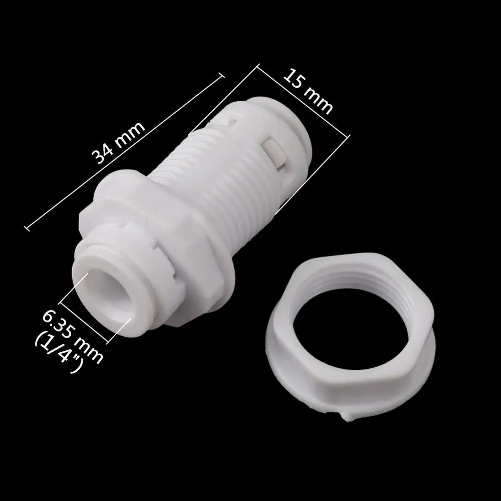 1/4” Quick Access Bulkhead Connector 6.35mm OD Tube Water Connectors Reverse Osmosis System Straight Quick Coupling 5 Pcs