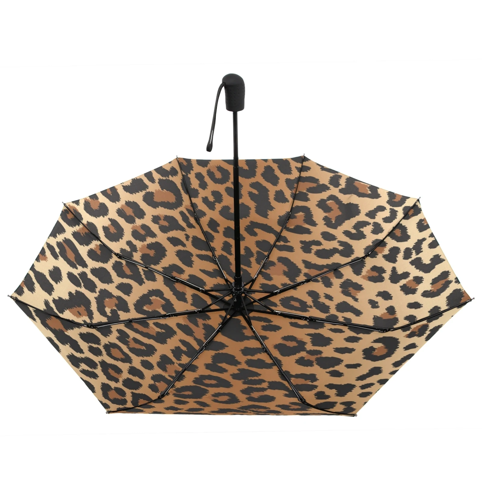 Fashion Women Automatic Umbrella Leopard Pattern Three Folding Umbrella Rain Sun Protection Umbrella Travel Girls 8 Ribs Parasol