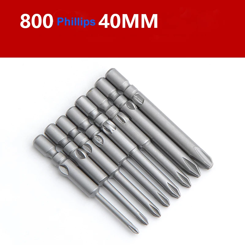 Brocas de destornillador Phillips de 40mm, herramientas de precisión 800, 4mm, vástago redondo, Cruz eléctrica, PH00, PH0, PH1, PH2, 10 Uds.