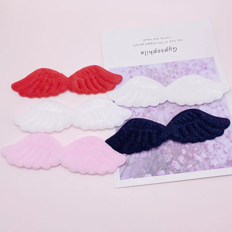 14.5*4cm 20Pcs/Lot Double Side Furry Felt Angel Wing Appliques For Pet Articles  DIY Children Hair Clip Accessories Patches