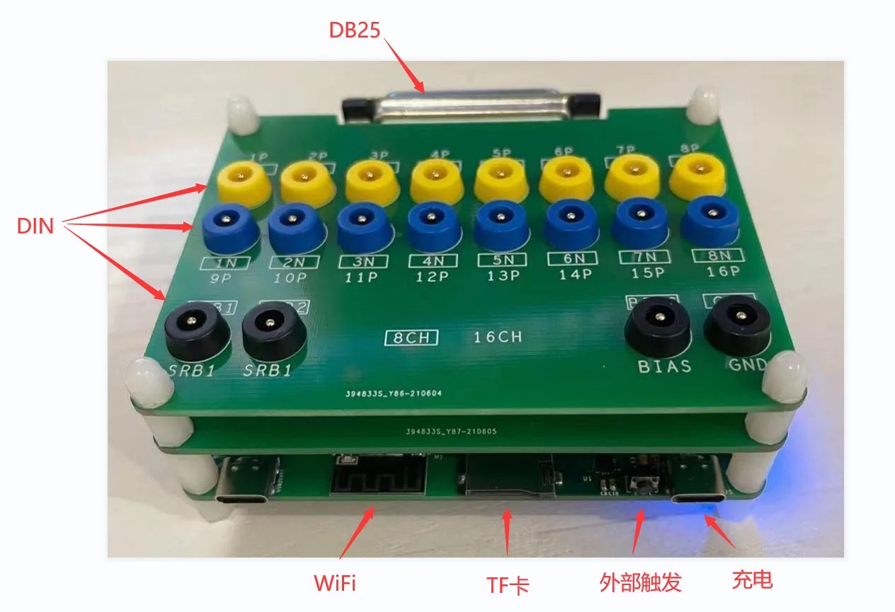 

OpenBCI Compatible EEG Signal Collector, 8 Channels, Supports DIN1.5 and DB25, External Trigger