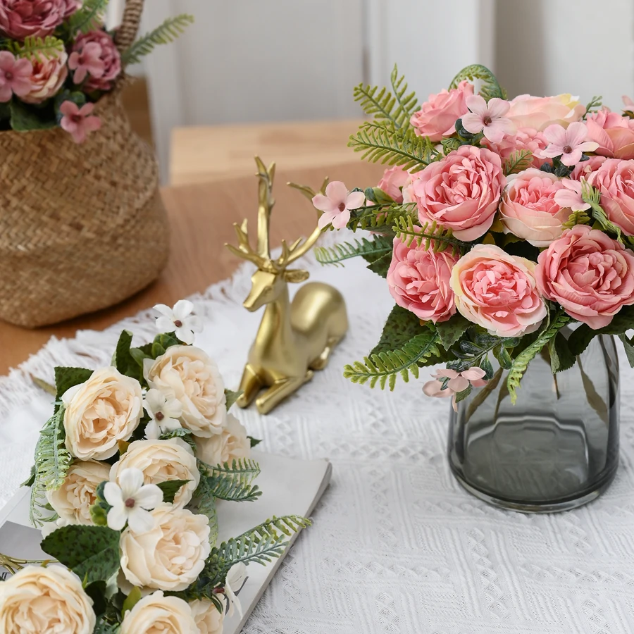 Künstliche Blumen, Vasen, Heimdekoration, Festliche Kunstpflanzen, Hochzeits-Brautstrauß, Outdoor-Garten, DIY-Geschenkbox, Seiden-Pfingstrose – Detail 2