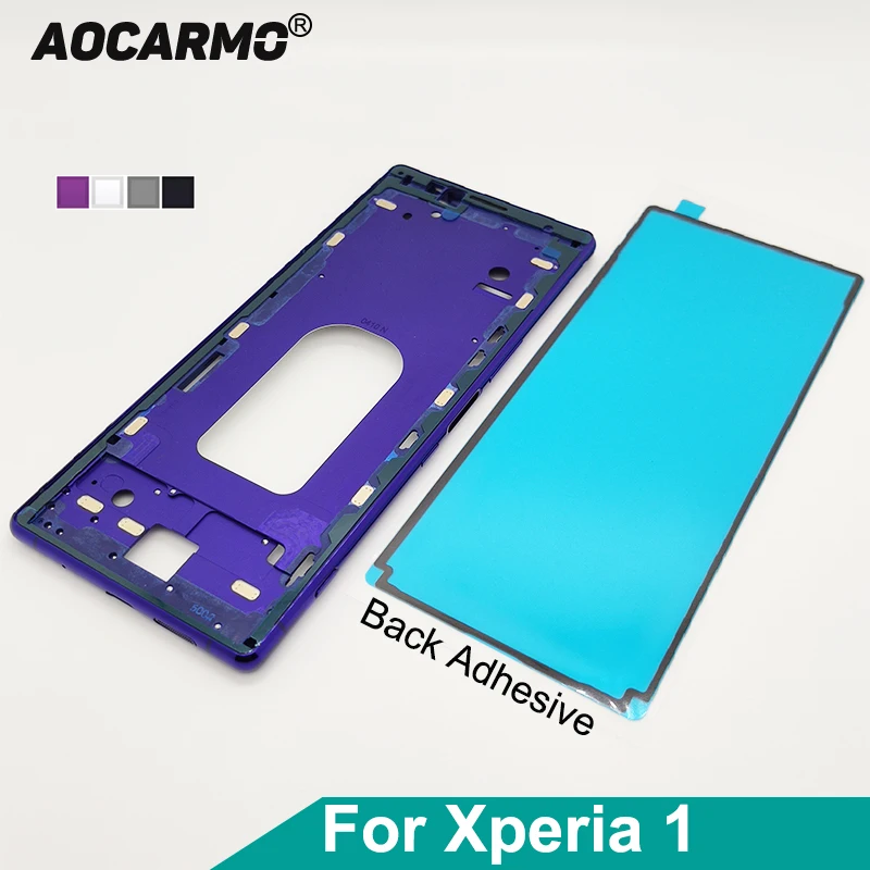 Aocarmo For Sony Xperia 1 / J9110 / XZ4 Middle Frame Metal Chassis Bezel Plate Bracket Panel With Adhesive Sticker