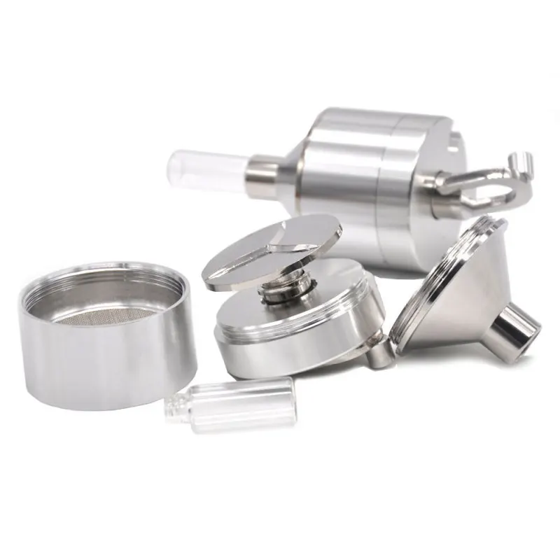 Powder Grinder Hand Mill Funnel Coarse Powder Spice Built-in Filter Mesh Hand Crank Metal Smoke Grinder