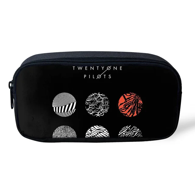 Twenty One Pilots Cartoon Printed Kid Schoolbag Case Large Storage Holder Vintage Stationery teenager Pencil Case Makeup