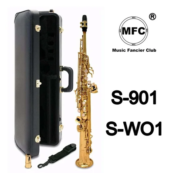 Music Fancier Club Soprano Saxophone MSS-901 MSS-WO1 Gold Lacquer With Case Sax Soprano Mouthpiece Ligature Reeds Neck