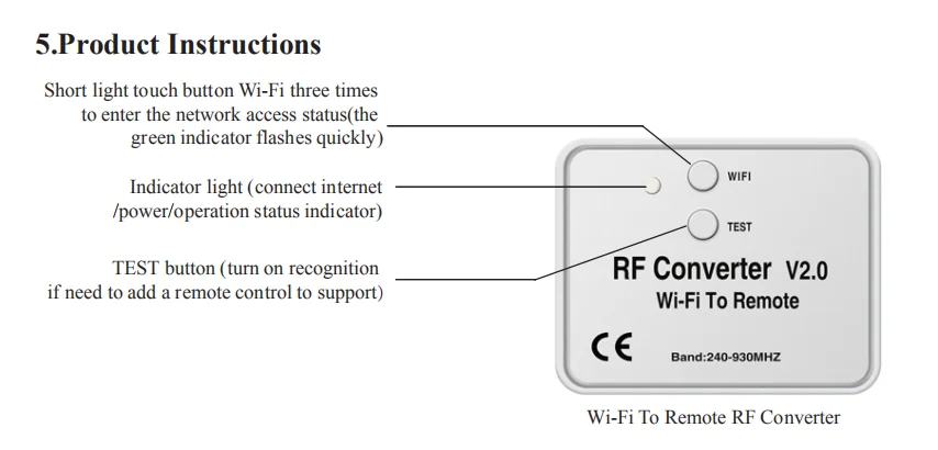 Wifi Switch 240~930mhz remote control bridge WIFI to remote RF converter for garage door for Smart Home