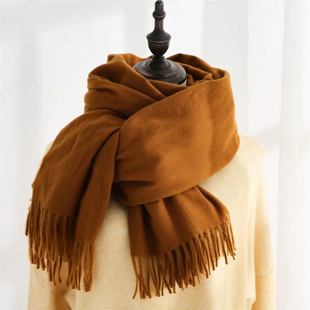 2021 Winter Women Scarf Solid Color Good Warmth Retention Lightweight Japanese Korean Style Mid-length Shawl