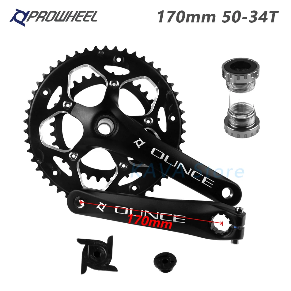 PROWHEEL Hollow Double Sprockets Road Bike Crank 110 BCD 130 BCD Bicycle Crankset Sprocket BB Folding bike170mm 53-39T 50-34T