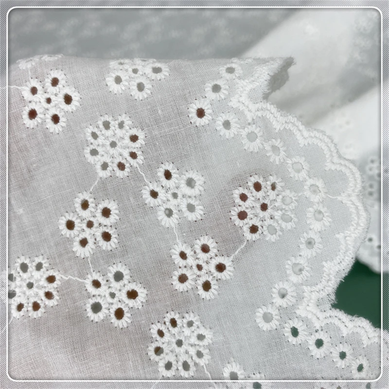 Exquisite lace fabric, cotton cloth, embroidery width 130CM DIY curtain dress dress Dccessories white