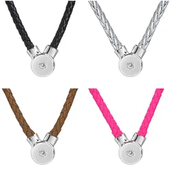 New Fashion Snap button Necklace PU Leather Snap Pendant Necklace fit 18mm Snap Jewelry Magnet Clasp Pendant Necklaces ZG529