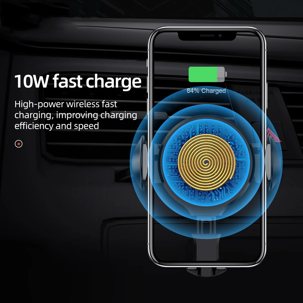 HOCO Car Mount Qi Wireless Fast Charger For iPhone 12 Pro Max Car Phone Holder Infrared GPS Bracket For Samsung S20 S21 Ultra 5G