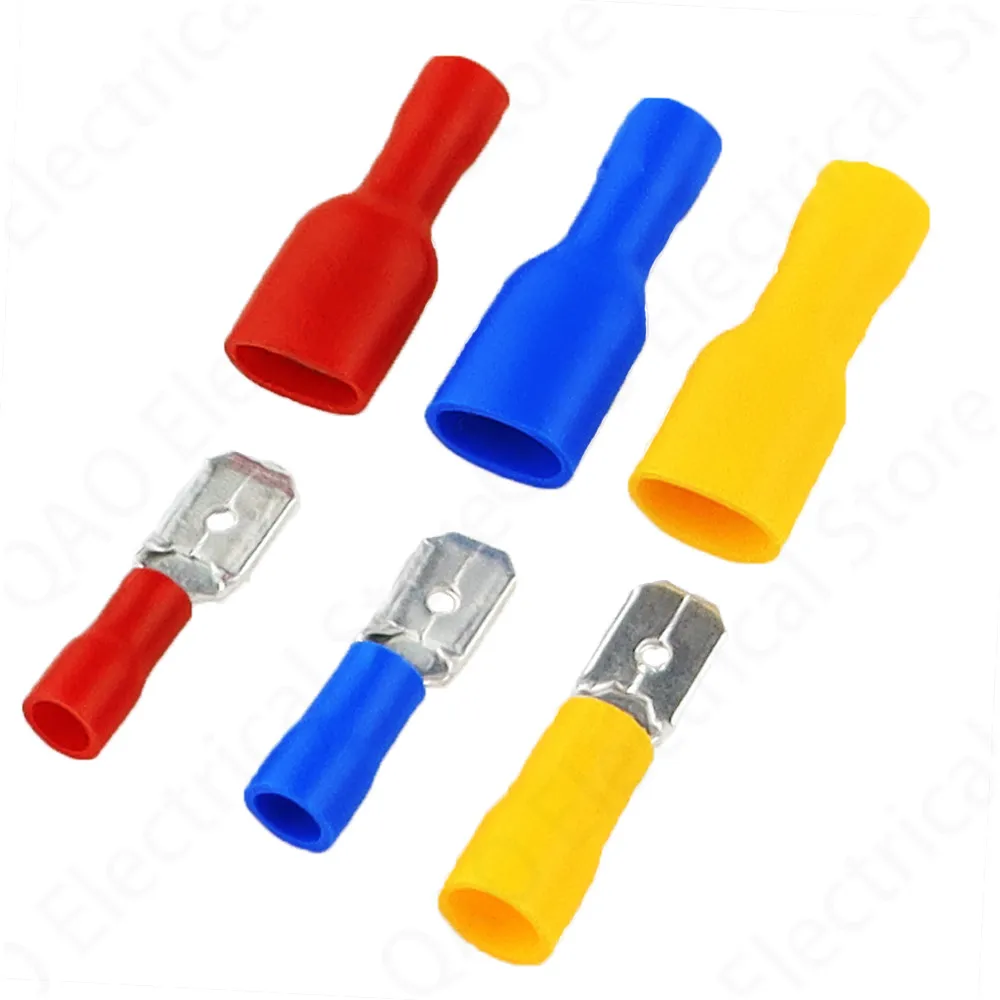 

100PCS FDFD FDD MDD 1.25-250 2.5-250 5-250 Female Male Insulated Electrical Crimp Terminal Connectors Cable Wire Connector