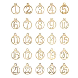 25Pcs/Set Wooden Christmas Advent Calendar Countdown Number 1-25 Tags Home Party Christmas Decorations Advent Calendar Pendant