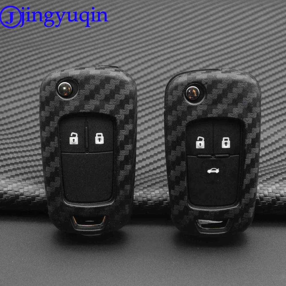 Jingyuqin Carbon Silikon Auto Schlüssel Fall Für Chevrolet Cruze Aveo Trax Opel Astra Corsa Meriva Zafira Antara J Mokka Insignia