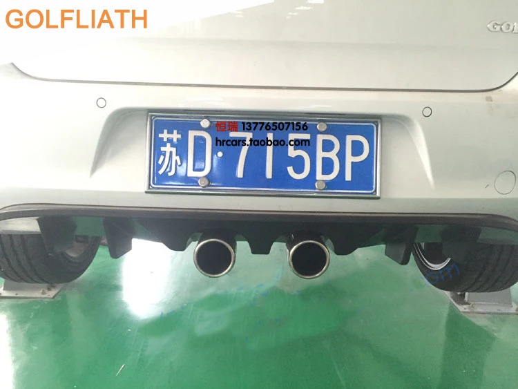 GOLFLIATH For Golf 7 MK7 Auto Rear Bumper Lip Diffuser middle dual outlet for Volkswagen VW Golf7 Car Styling