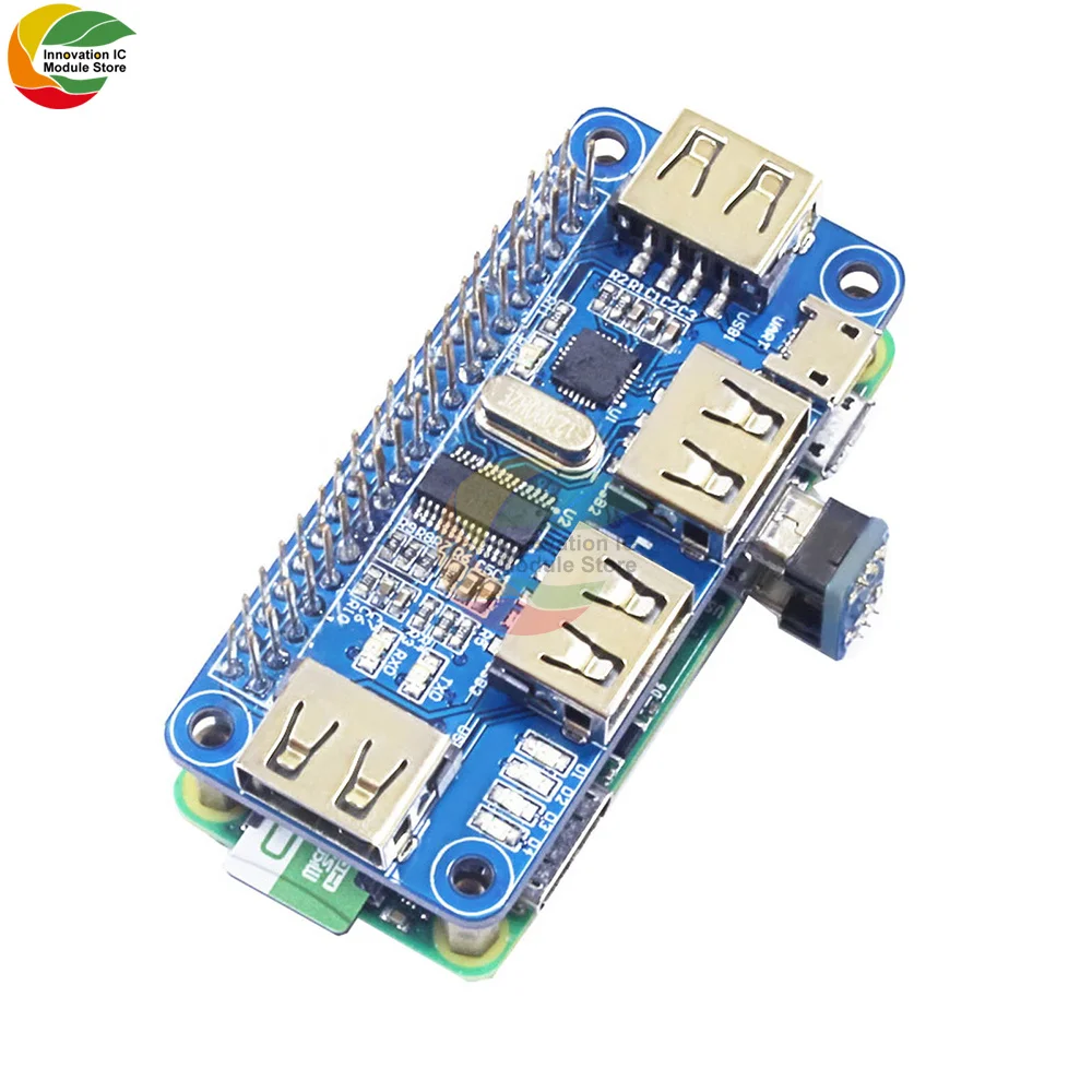 4 Port USB HUB HAT USB 2.0 1.1 Micro USB for Raspberry Pi Zero/W A+ B B+ 2 3 Model B Serial Debugging Onboard USB to UART