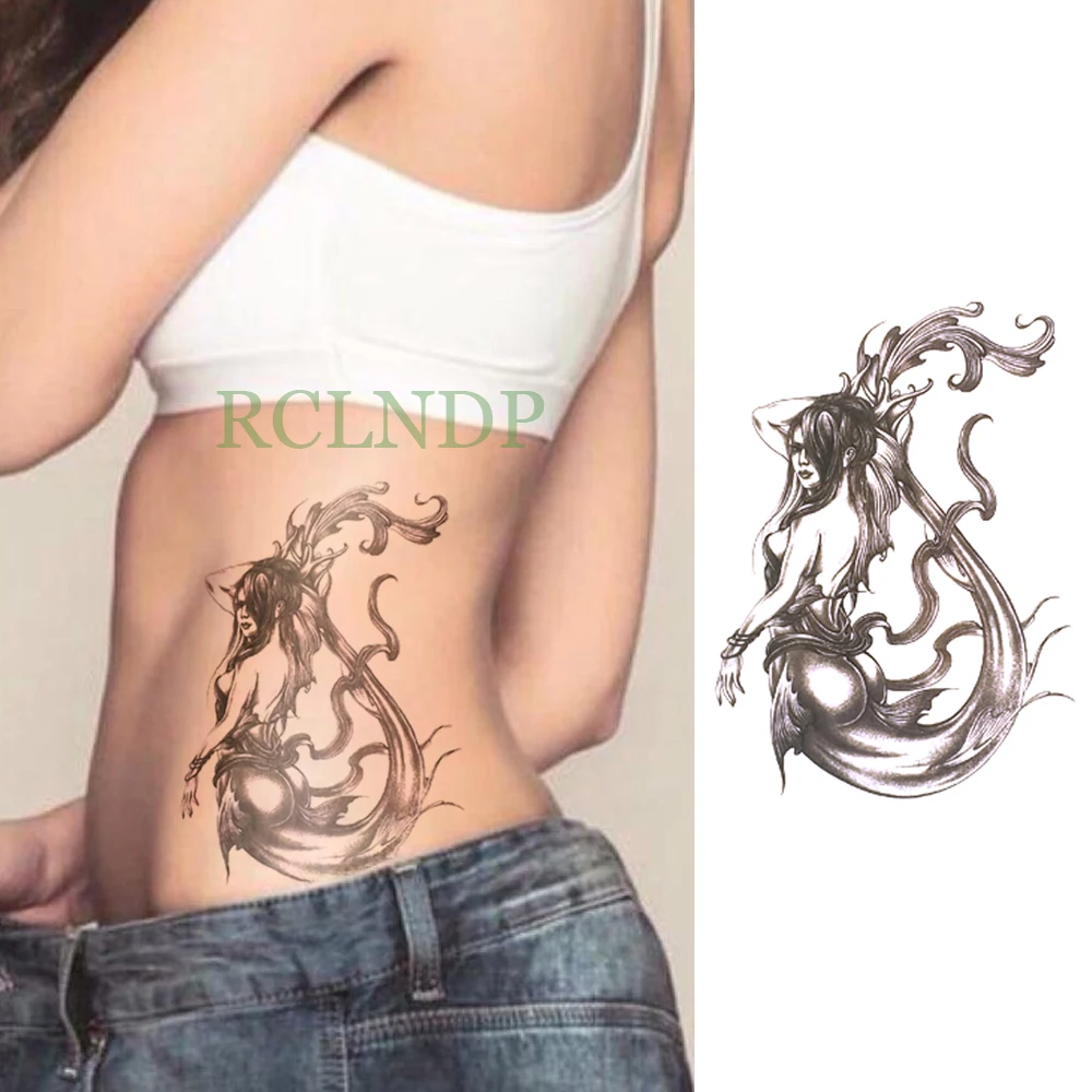 Waterproof Temporary Tattoo Sticker Mermaid body art Fake Tatto Flash Tatoo Back Leg Arm belly big size for Women girl Men