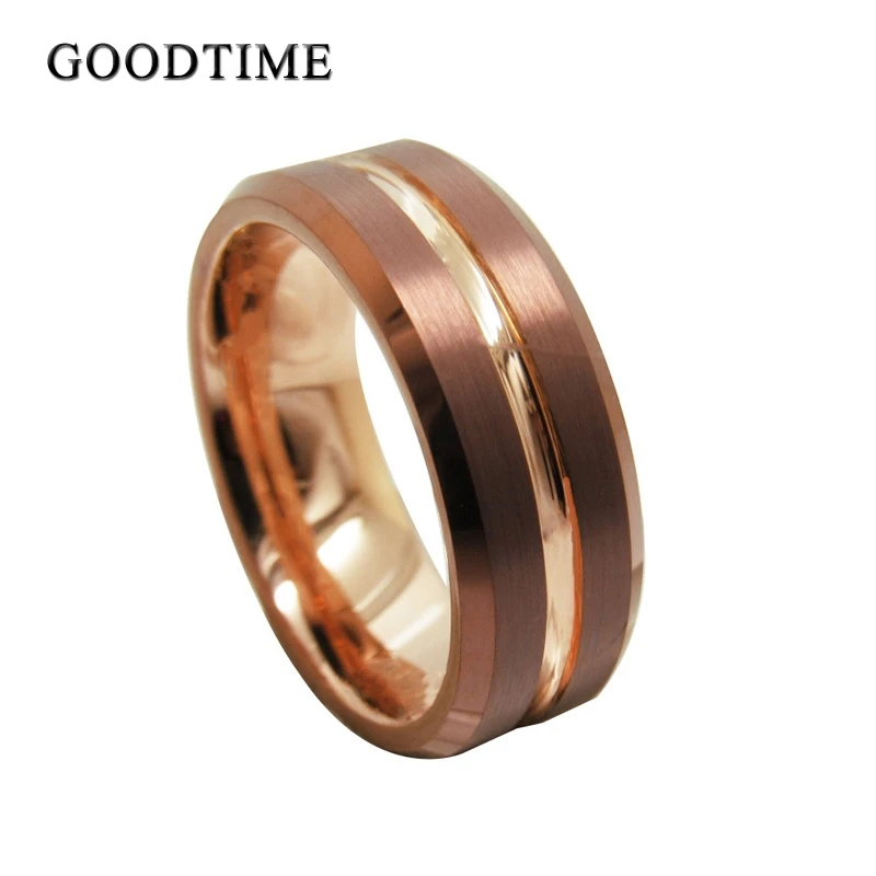 Luxury Tungsten Carbide Couple Rings Engagement Wedding Band  Rose Gold Color Ring Jewelry Accessories For Men Woman