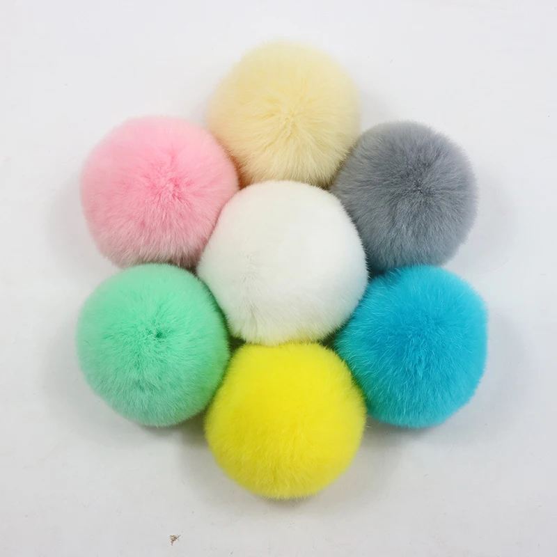 8cm Félkegyelmű Nyúl Bunda golyós DIY kézműves Anyagellátás Ruházat Megvarr Bolyhos pompom golyós handmade keychain Öltözés Fejfedő accessor 1pcs