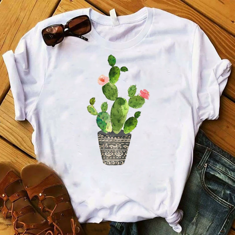 Women T Womens Print Graphic Cactus Not A Hugger Cute Plants Top Tshirt Female Tee Shirt Femme Clothes T-shirt