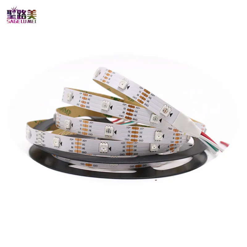 DC5V 1m/5m WS2813 (Dual-signal wires)30/60 leds/m 2813 individually led pixel strip WS2812B Updated Black/White PCB IP30/65/67