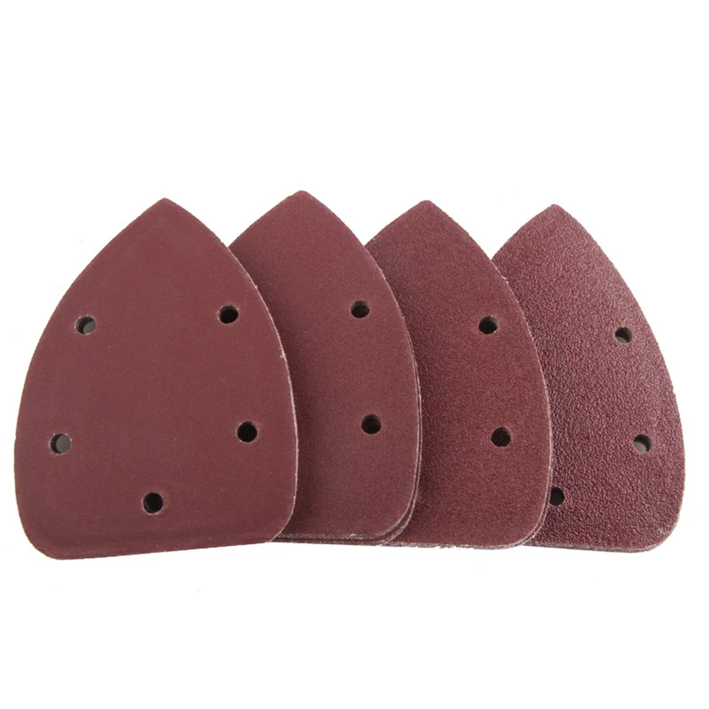 40 Buah 140Mm * 90Mm 5 Lubang Amplas Abrasif Lembaran Pasir Segitiga 60-240 Grit Halus Pemoles Logam Campuran Sander
