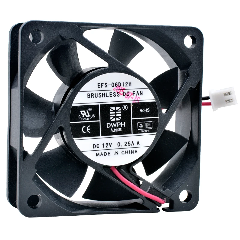 New EFS-06D12H 6cm 60mm fan 60x60x20mm DC12V 0.20A 2pin cooling fan for power supply