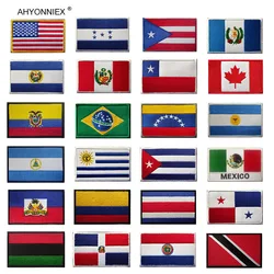 AHYONNIEX 1PC 3D USA Canada Brazil Mexico Chile North And South America Country Flag Patches Armband Backpack Sticker Cloth DIY