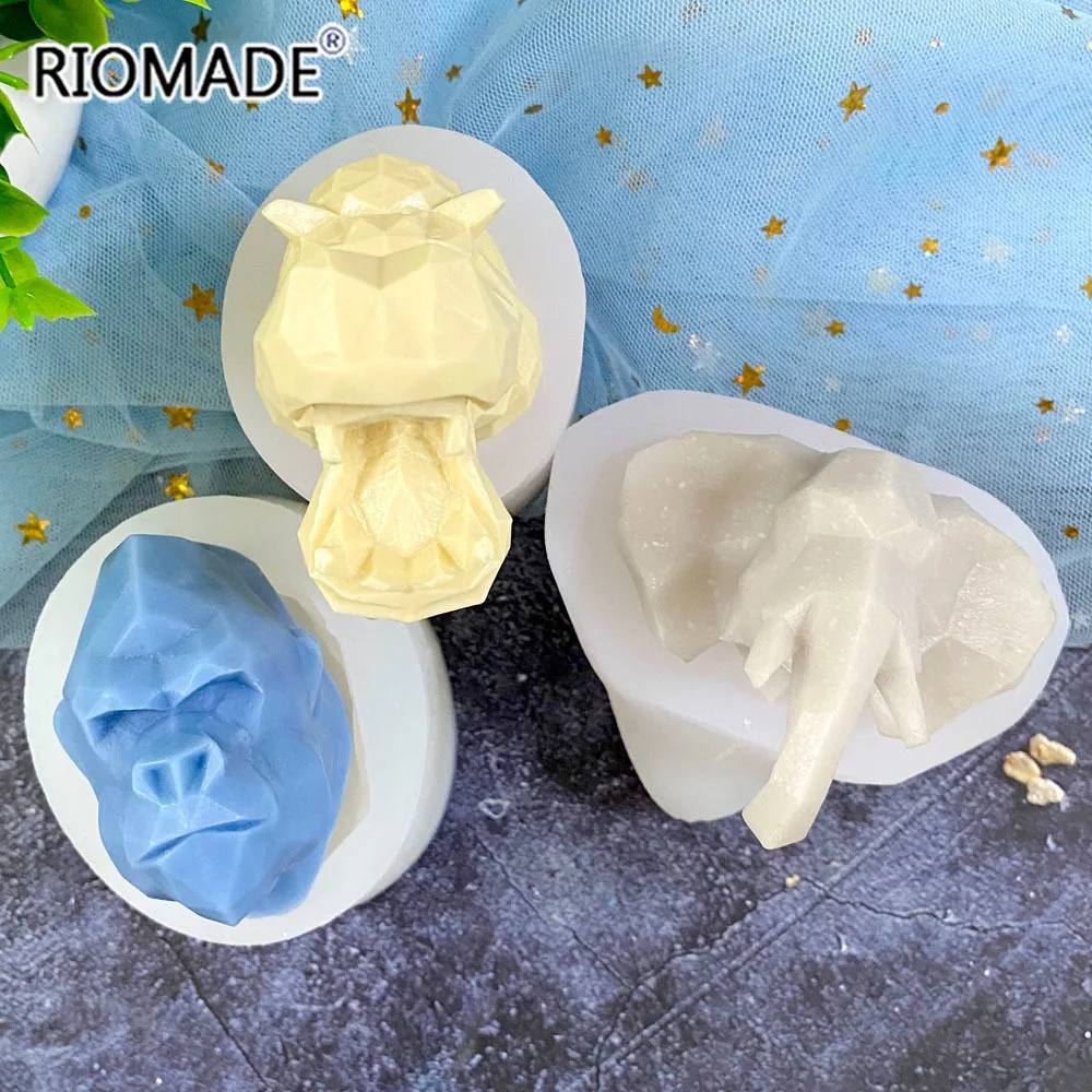 Geometric Shape Lion Elephant Tiger Hippo Orangutan Wolf Silicone Mold DIY Handmade Crafts Candle Gypsum Epoxy Resin Mould